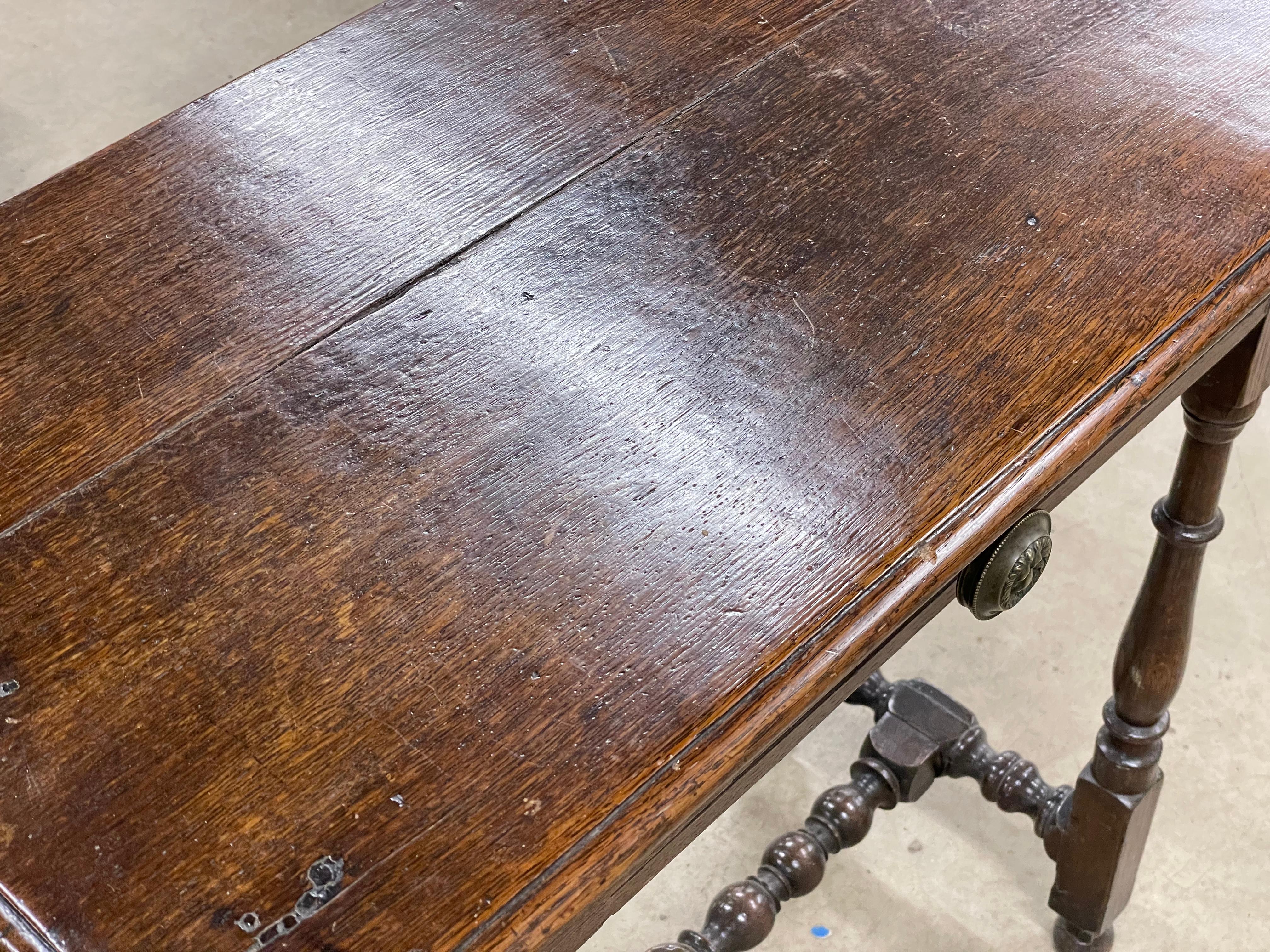 British Antique English Oak Side Table