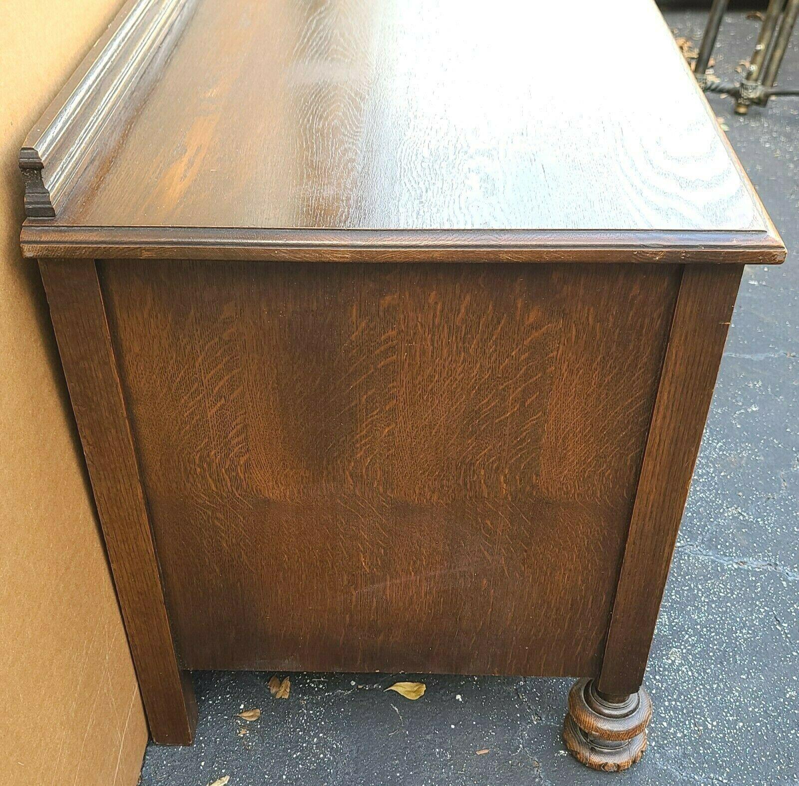 Edwardian Antique English Oak Sideboard Buffet TV Table