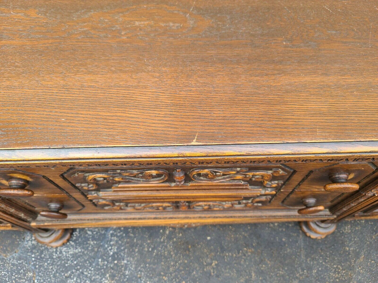 Antique English Oak Sideboard Buffet TV Table 1