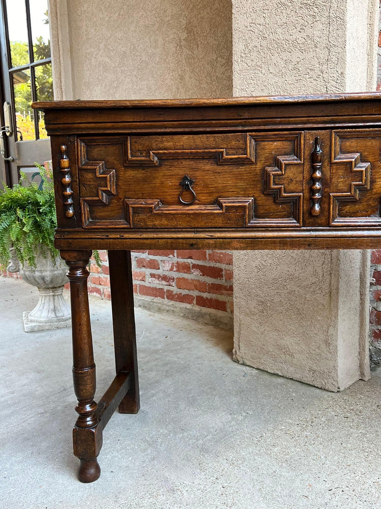 Antique English Oak Sideboard Dresser Base Console Sofa Table Jacobean c1860 For Sale 9