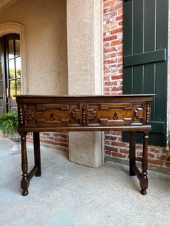 Antique English Oak Sideboard Dresser Base Console Sofa Table Jacobean c1860