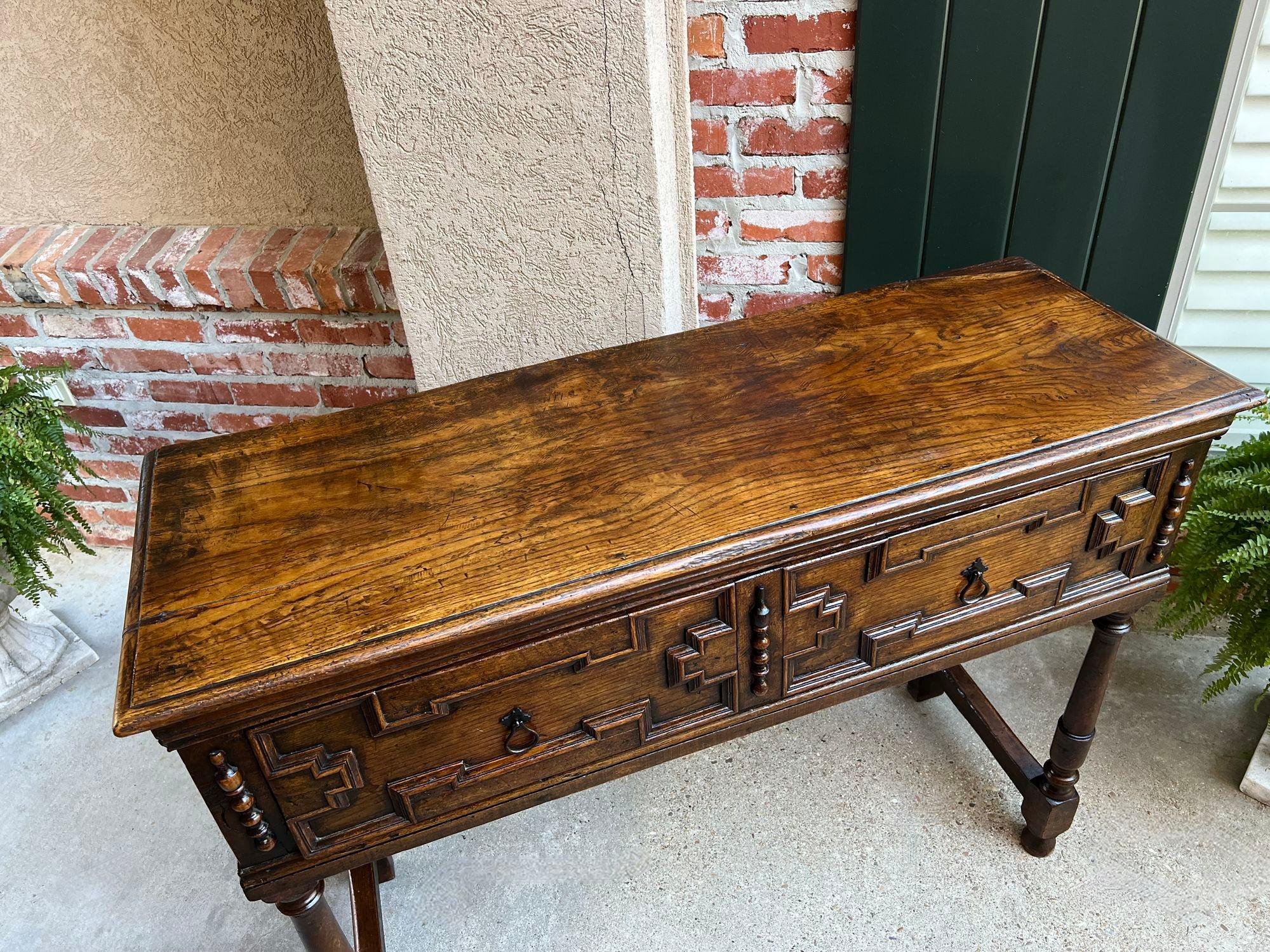Antique English Oak Sideboard Dresser Base Console Sofa Table Jacobean c1860 For Sale 1