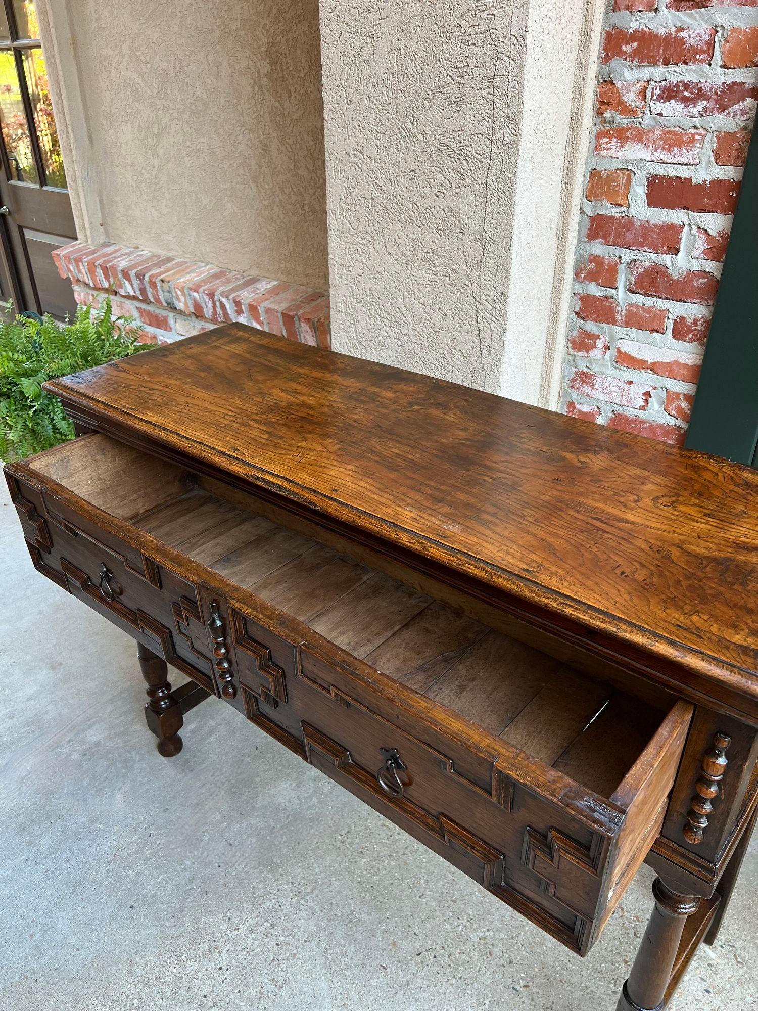 Antique English Oak Sideboard Dresser Base Console Sofa Table Jacobean c1860 For Sale 3