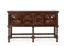 Antique English Oak Sideboard or Dresser Base in Jacobean Revival Style