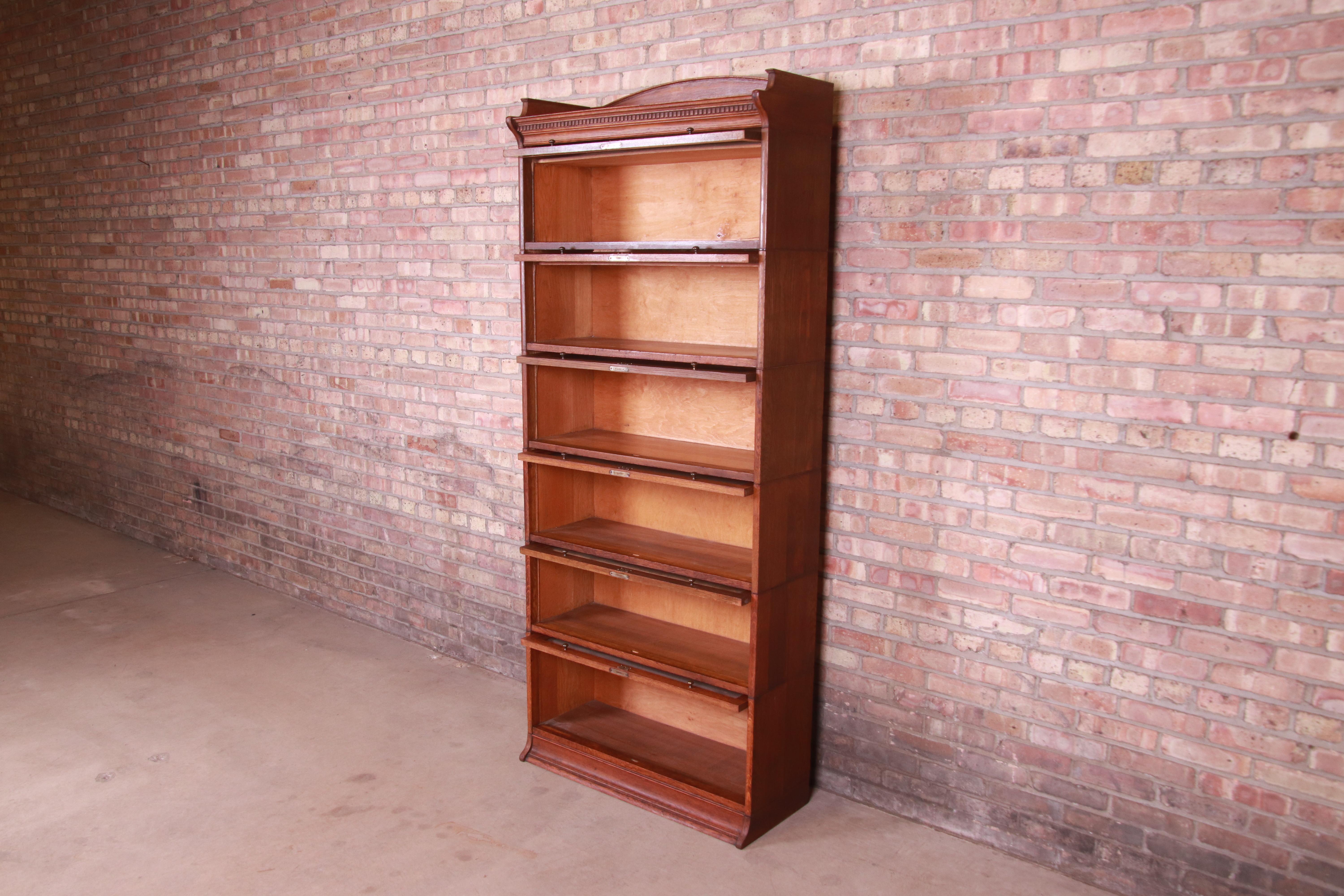 Antique English Oak Six-Stack Barrister Bookcase by Lebus, Circa 1890 3