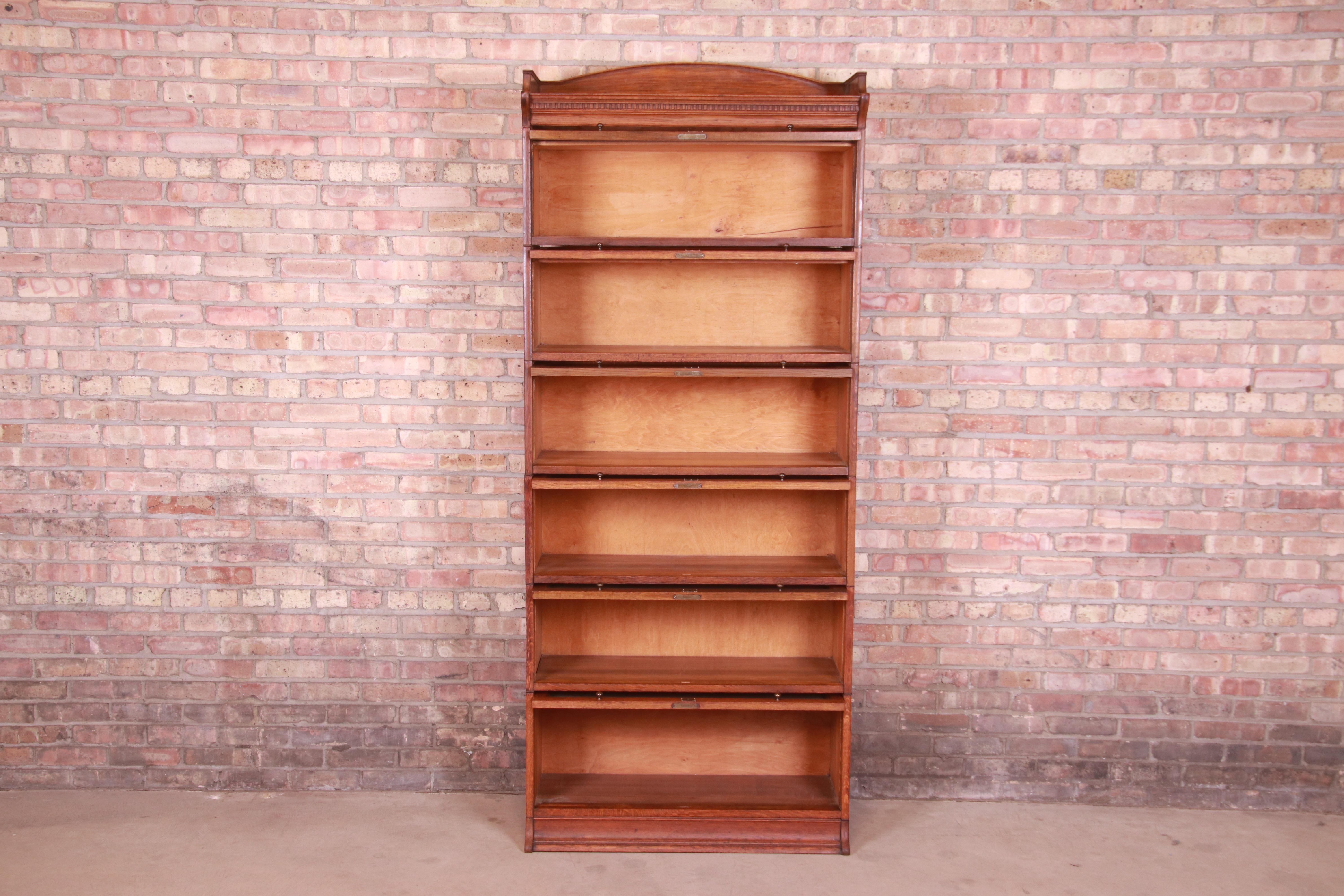 Antique English Oak Six-Stack Barrister Bookcase by Lebus, Circa 1890 2