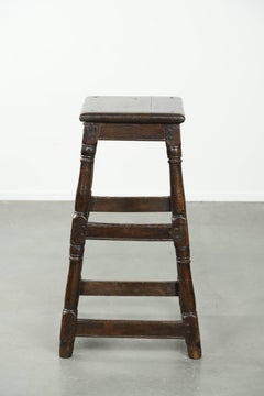 Antique English oak stool / joint stool from the 18th century