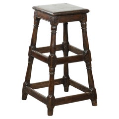 Antique English oak stool / joint stool from the 18th century