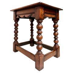 Antique English Oak Stool or Side Table, 19th Century, Circa 1870