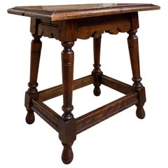 Antique English Oak Stool Pegged Joint Side End Table, 20th Century