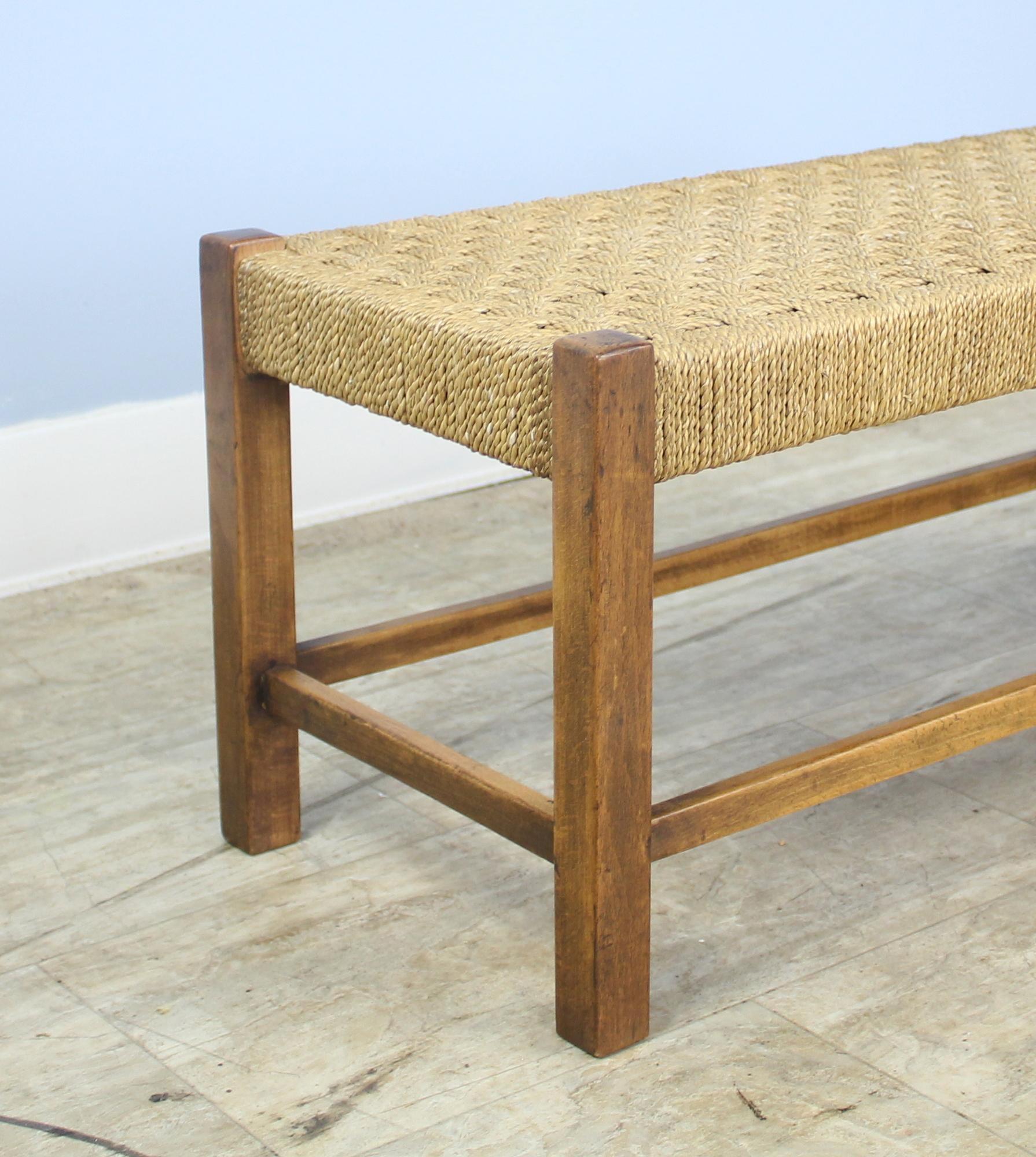 19th Century Antique English Oak String Stool with Straight Legs