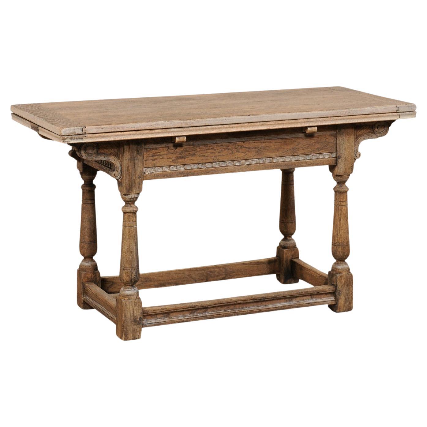 Antique English Oak Table w/Expandable Top (Great for a Console or Games Table!) For Sale