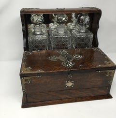 Antique English Oak Tantalus, Late 1800s