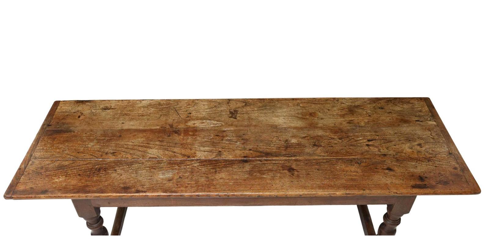 Hand-Crafted Antique English Oak Three-Plank Refectory Table, 18th C