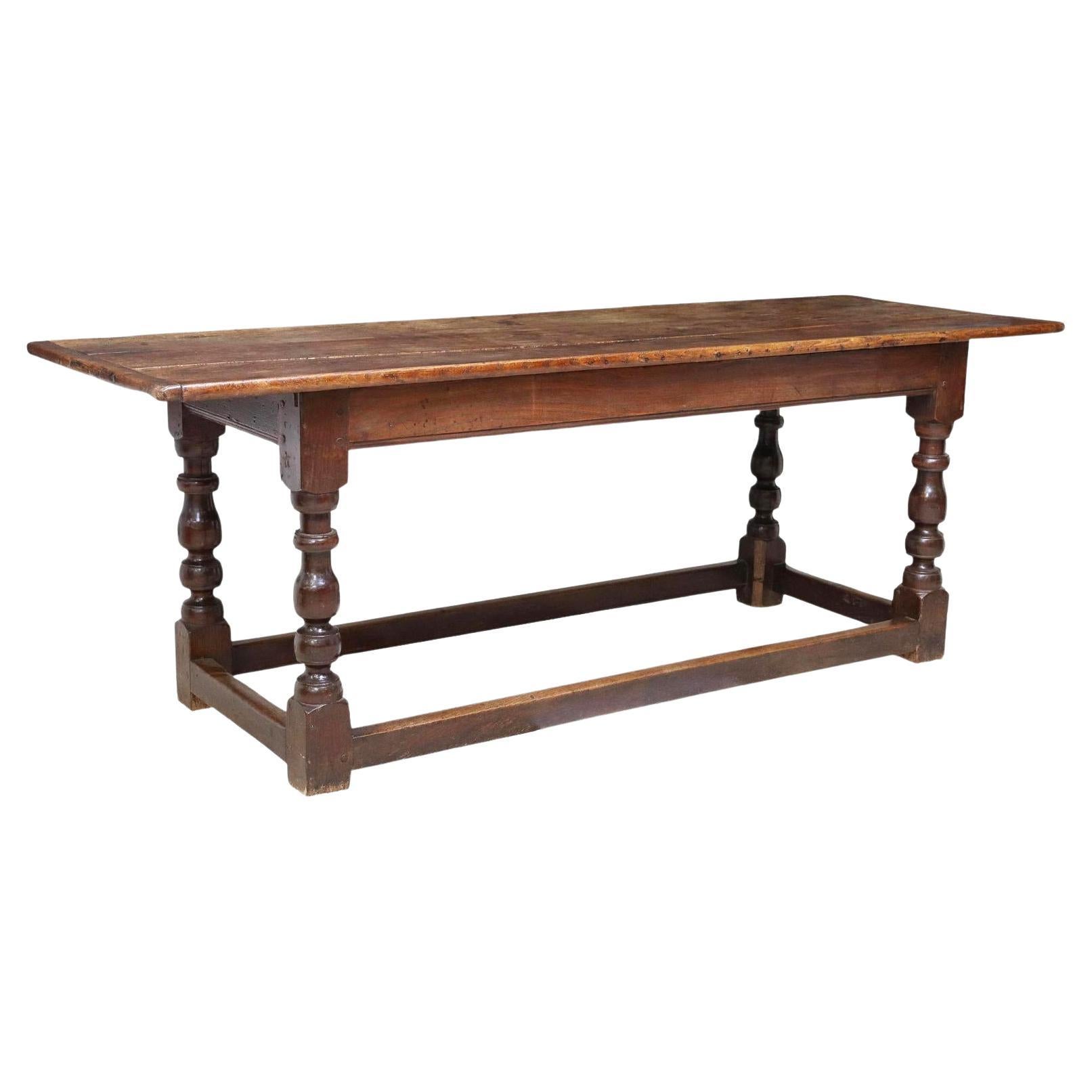 Antique English Oak Three-Plank Refectory Table, 18th C