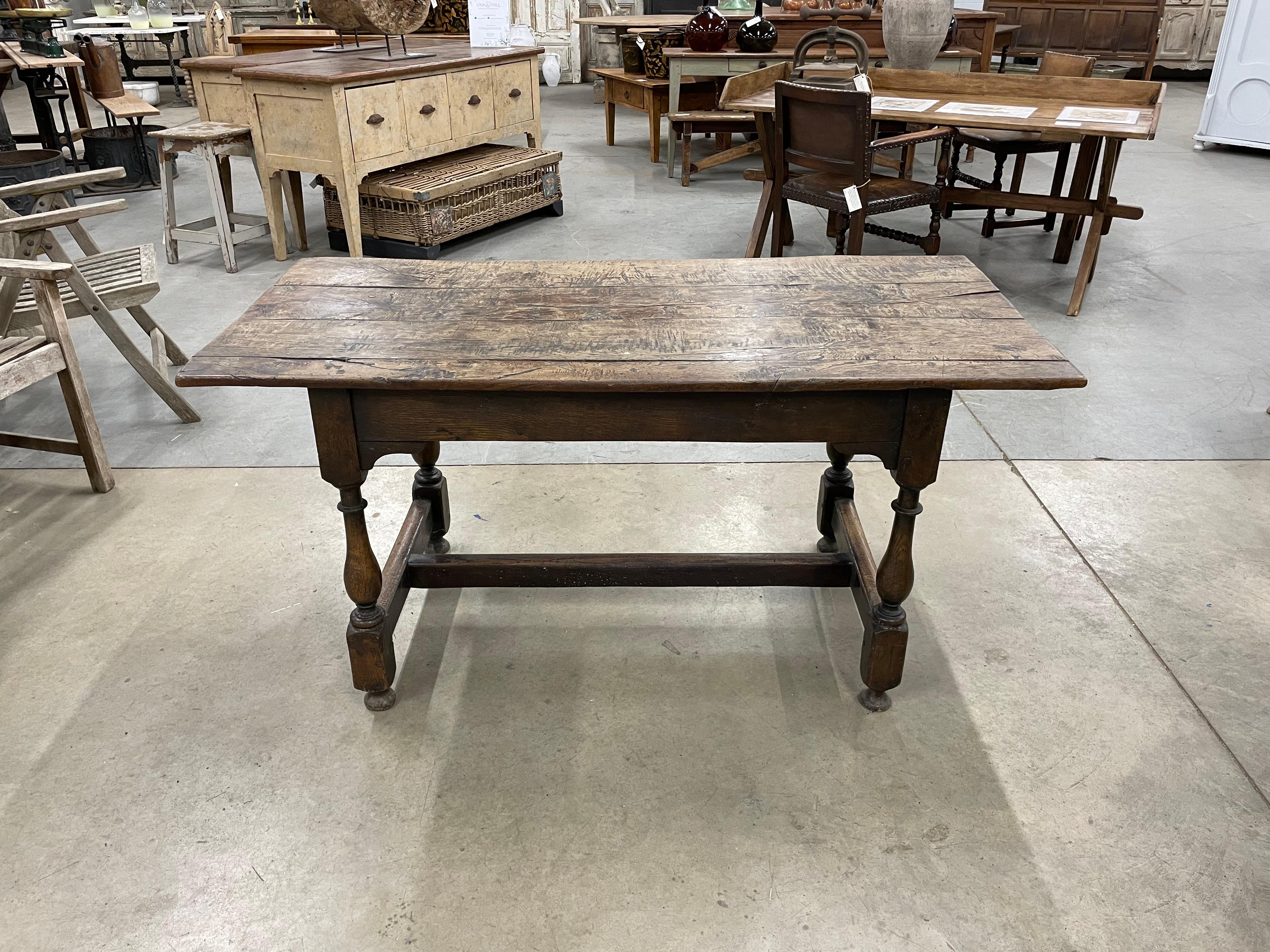 Charles II Antique English Oak Trestle Table For Sale