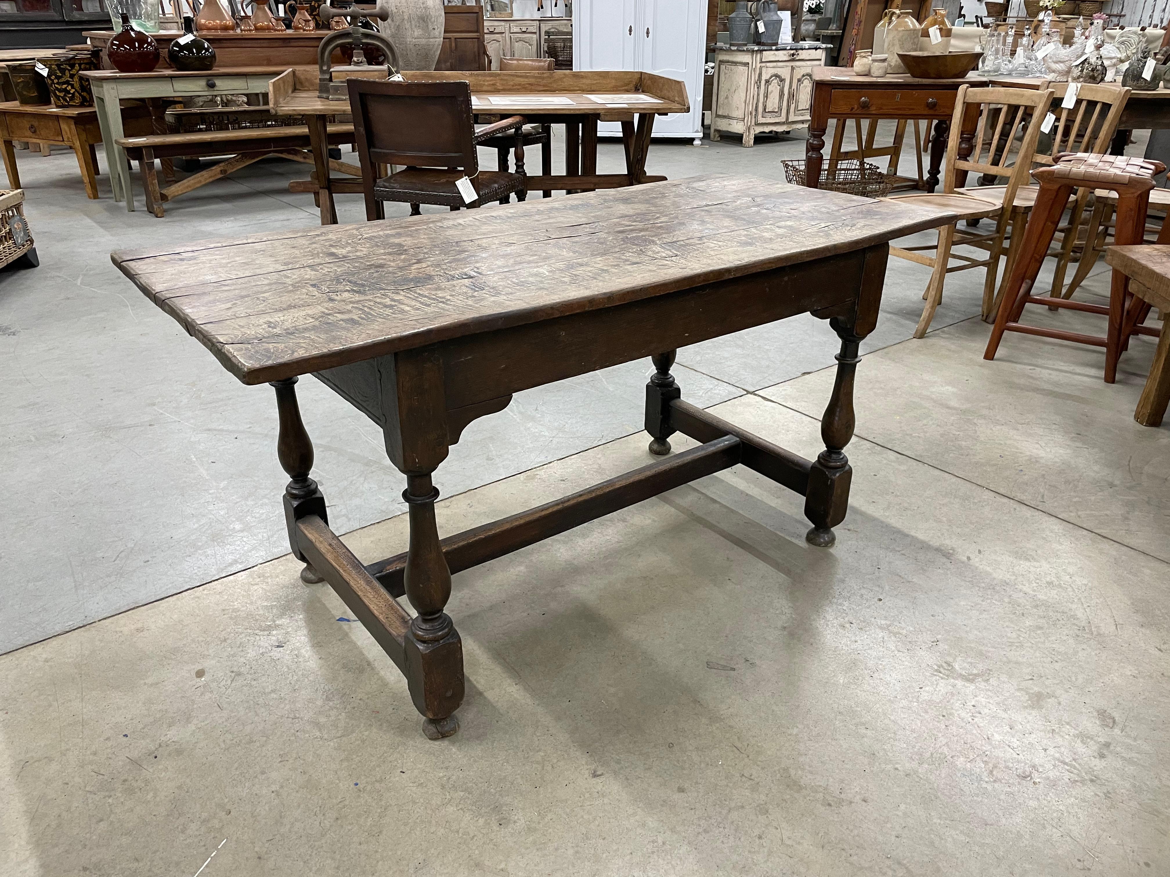 Antique English Oak Trestle Table For Sale 2