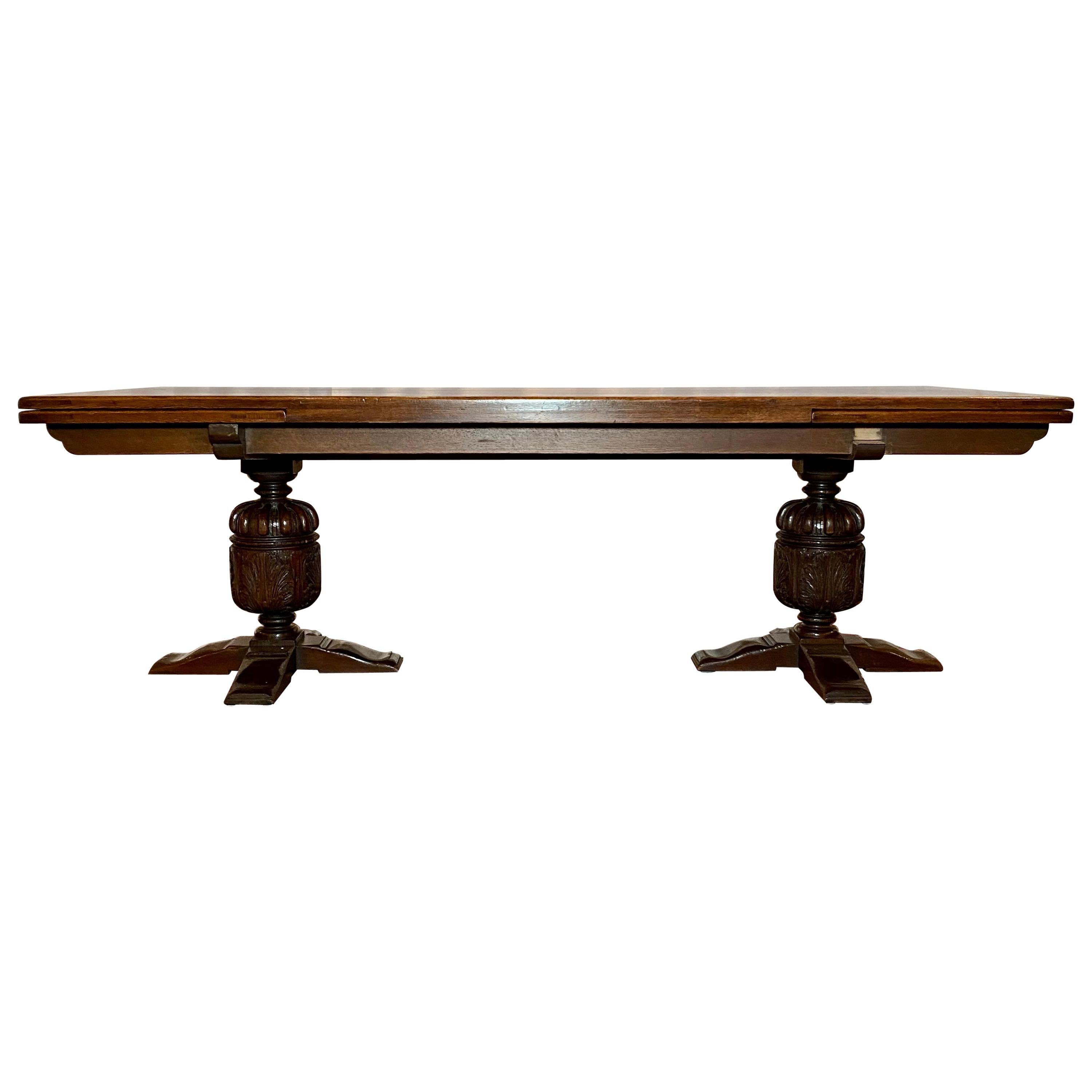 Antique English Oak Trestle Table
