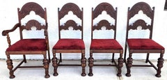 Antico set di 4 sedie da pranzo Tudor giacobiane in Oak inglese del 1930
