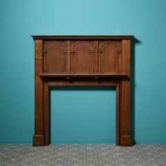 Antique English Oak Tudor Revival Fireplace