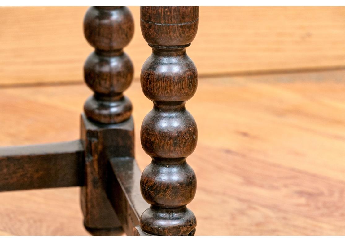 19th Century Antique English Oak Turned Leg Tavern Table For Sale