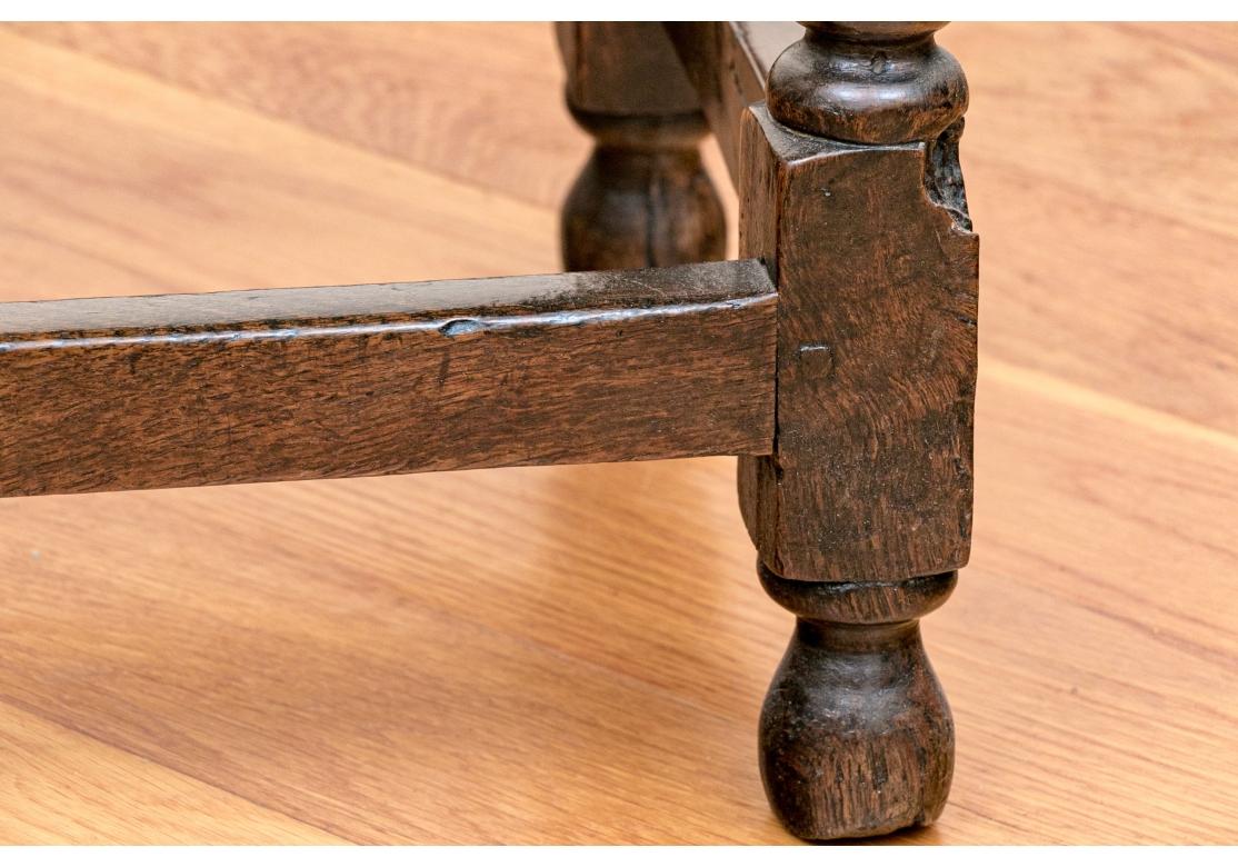 Antique English Oak Turned Leg Tavern Table For Sale 1
