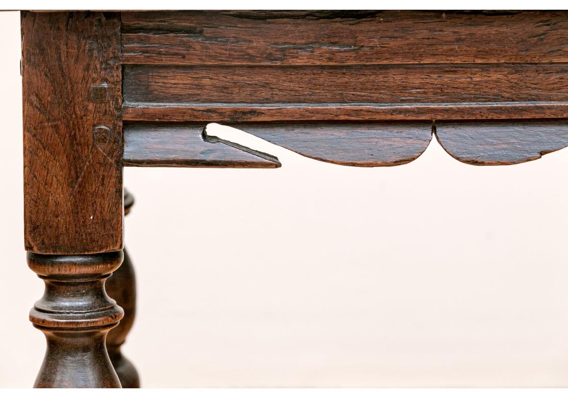 Antique English Oak Turned Leg Tavern Table For Sale 4