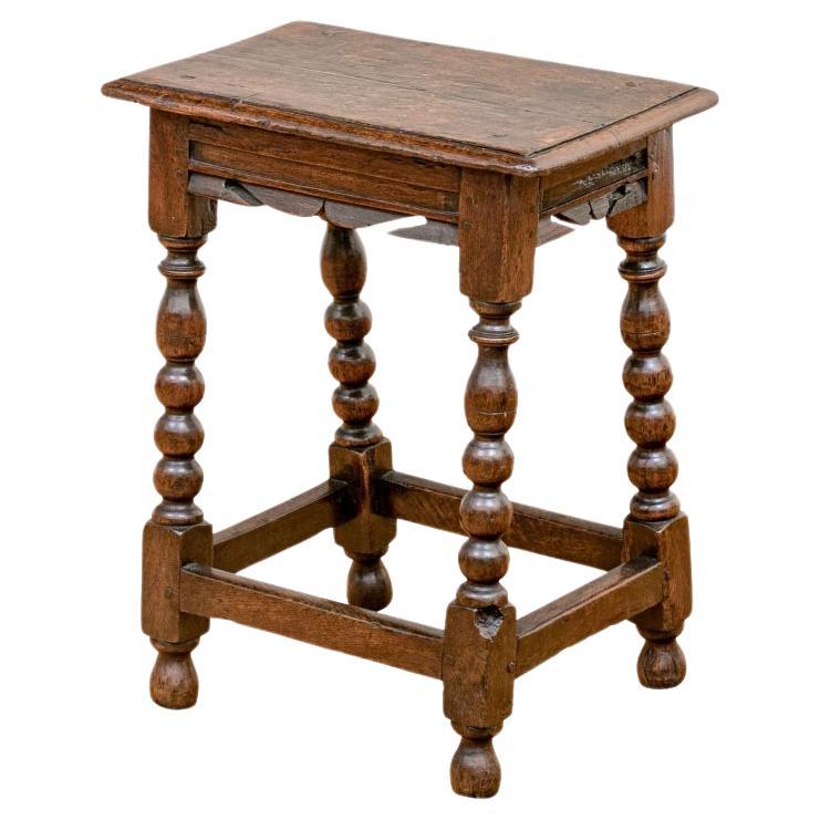 Antique English Oak Turned Leg Tavern Table For Sale