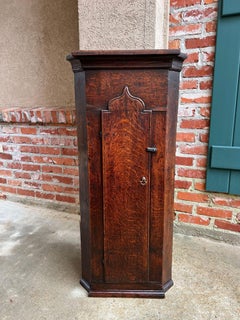 Antique English Oak Wall Corner Cabinet Georgian Hanging Cupboard Gothic c1790