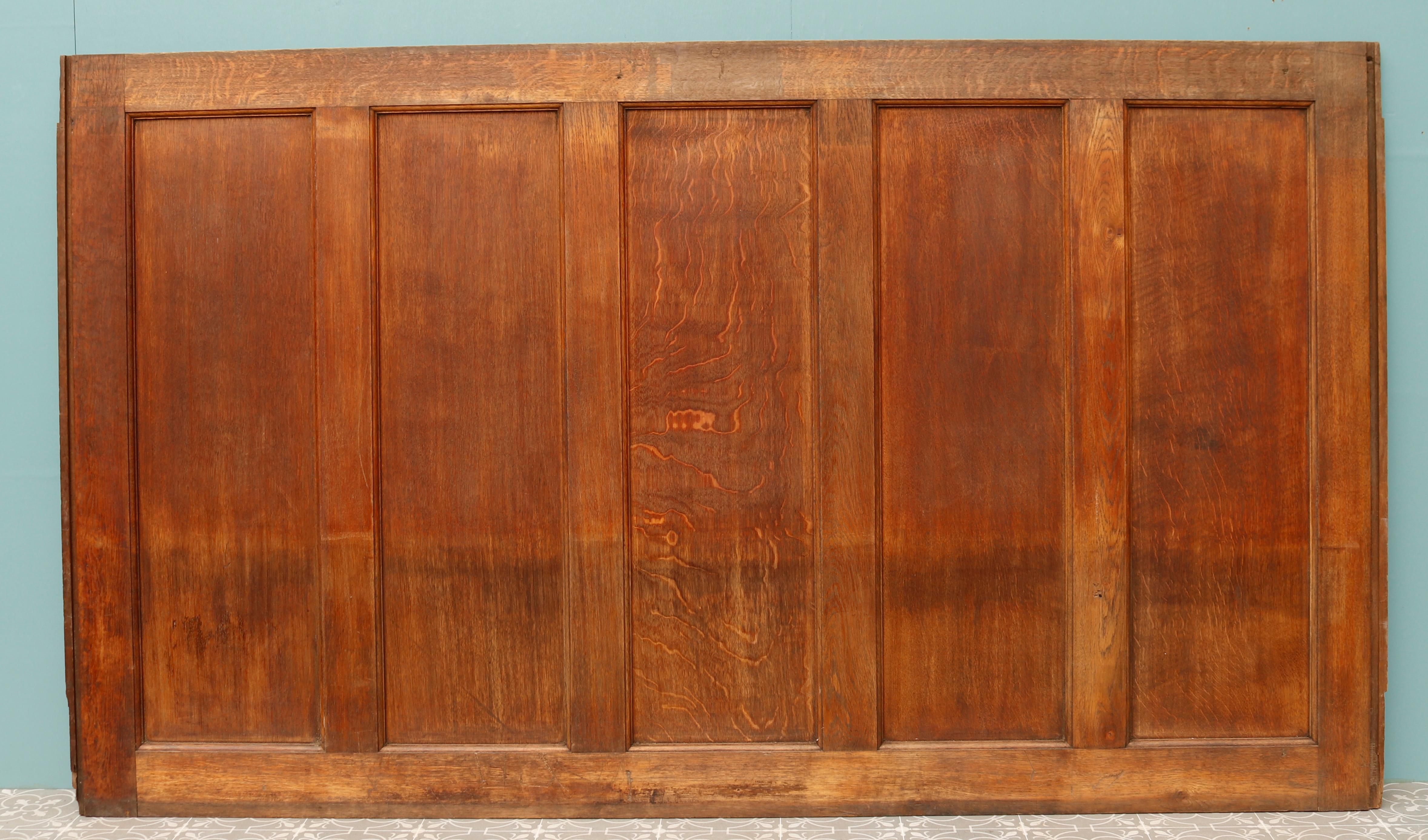 A 9.3m run of dado height oak wall panelling, in four sections.

Additional Dimensions

Widths 245, 244, 221 and 220 cm.