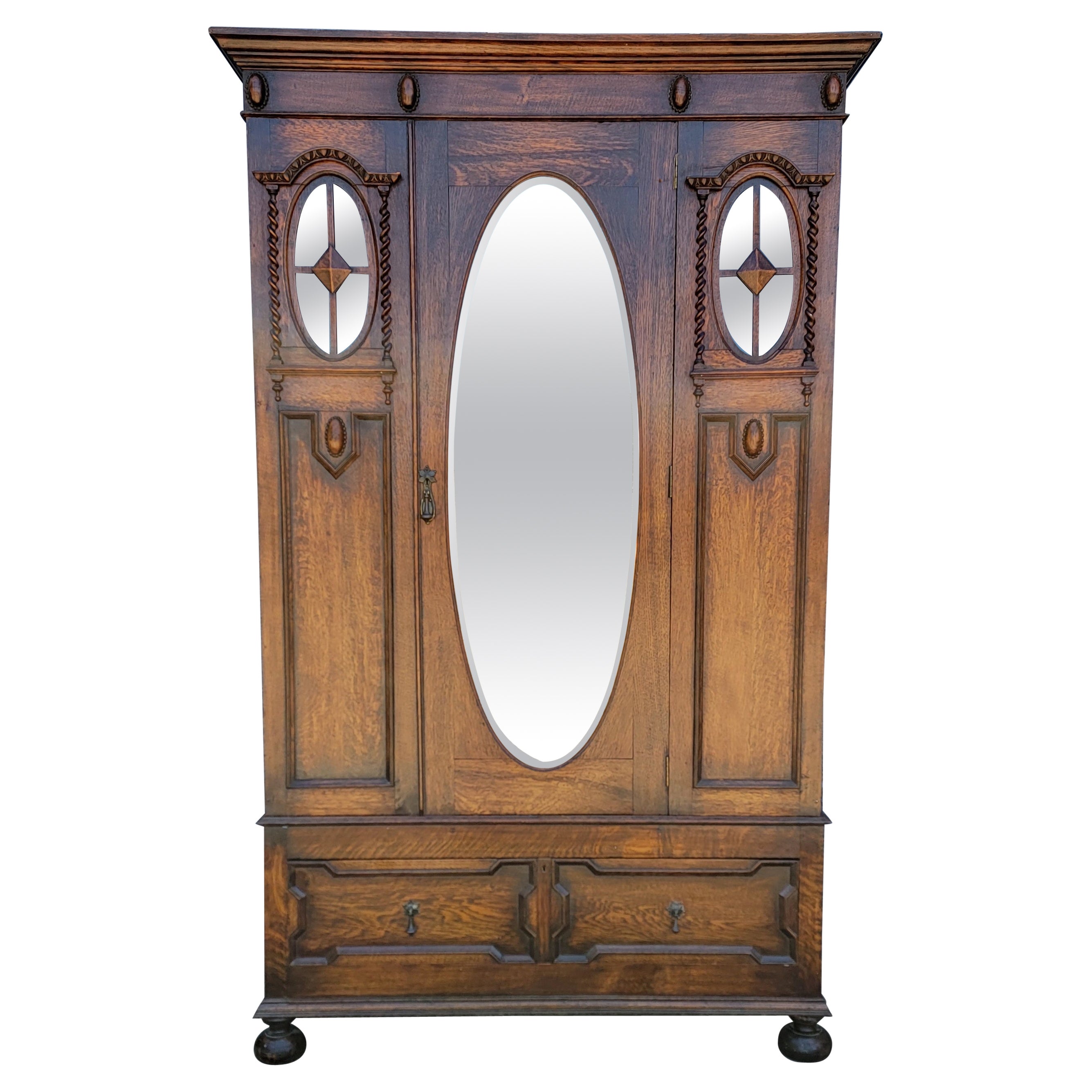 Antique English Oak Wardrobe