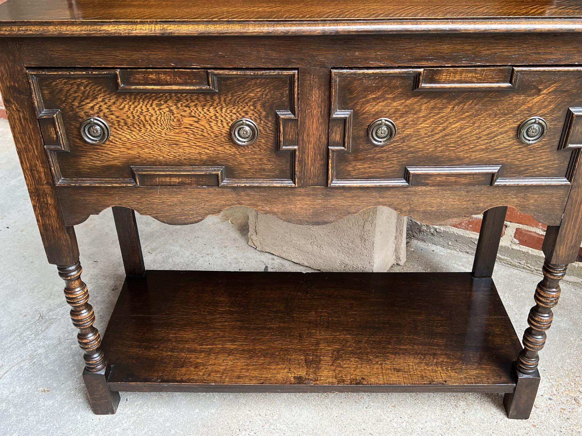 Antique English Oak Welsh Dresser Petite Sideboard Hutch Jacobean Farmhouse 6