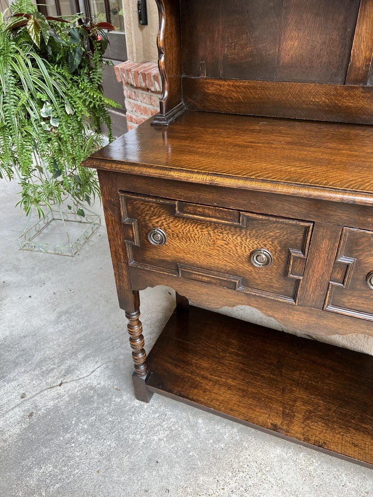 Antique English Oak Welsh Dresser Petite Sideboard Hutch Jacobean Farmhouse at 1stDibs