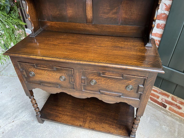 Antique English Oak Welsh Dresser Petite Sideboard Hutch Jacobean Farmhouse at 1stDibs