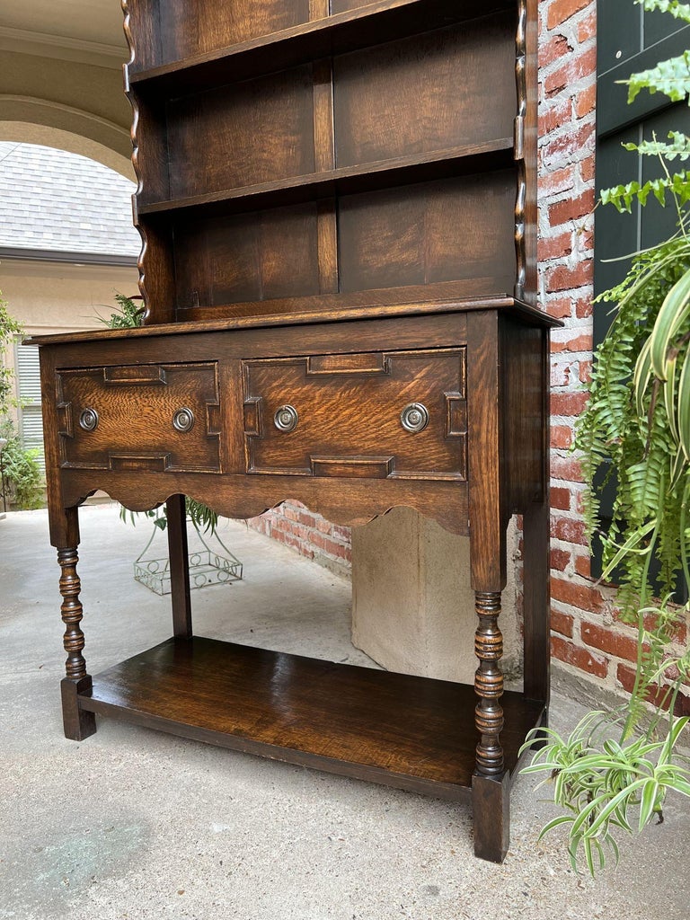 Antique English Oak Welsh Dresser Petite Sideboard Hutch Jacobean Farmhouse at 1stDibs