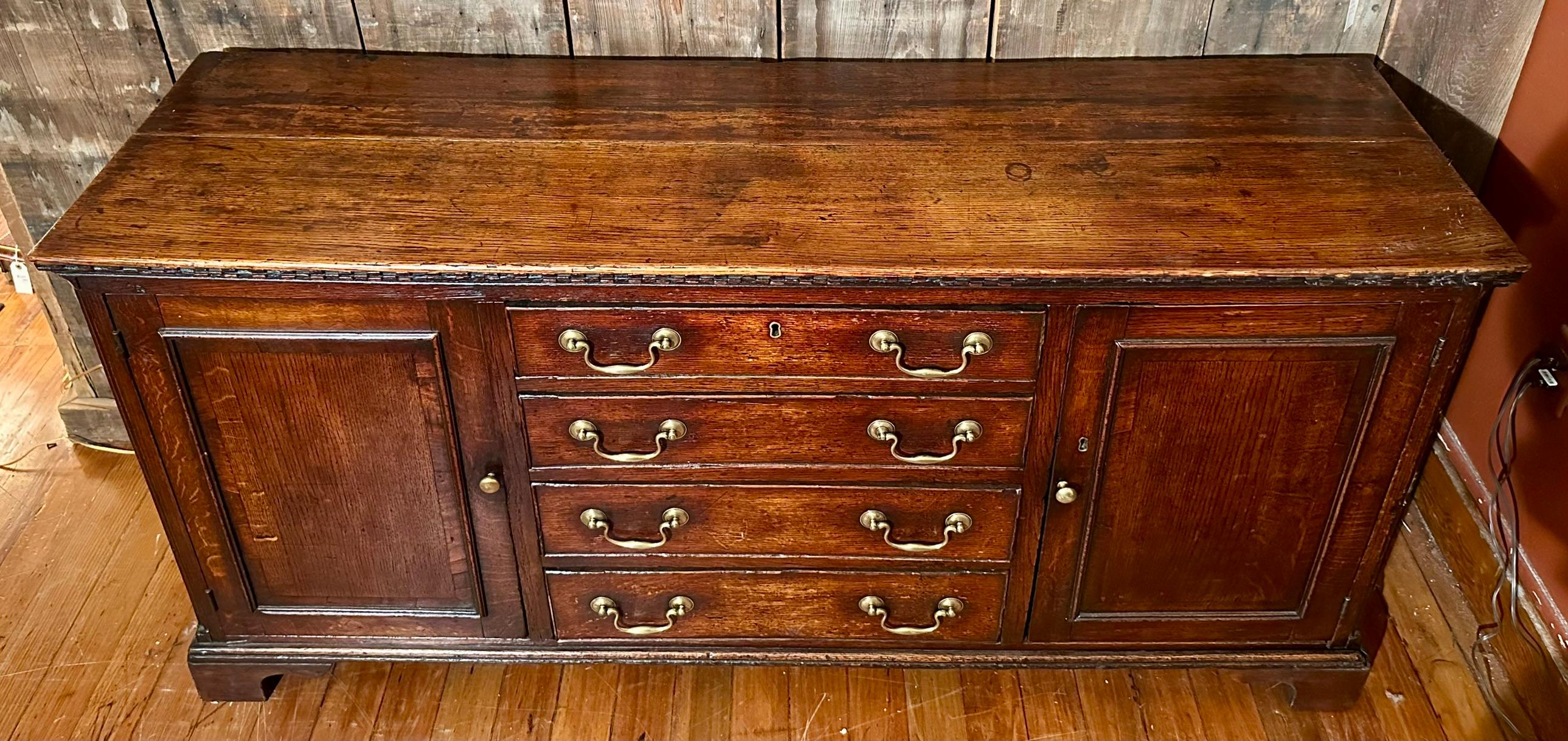 19th Century Antique English Oak Welsh Server, Circa 1860.