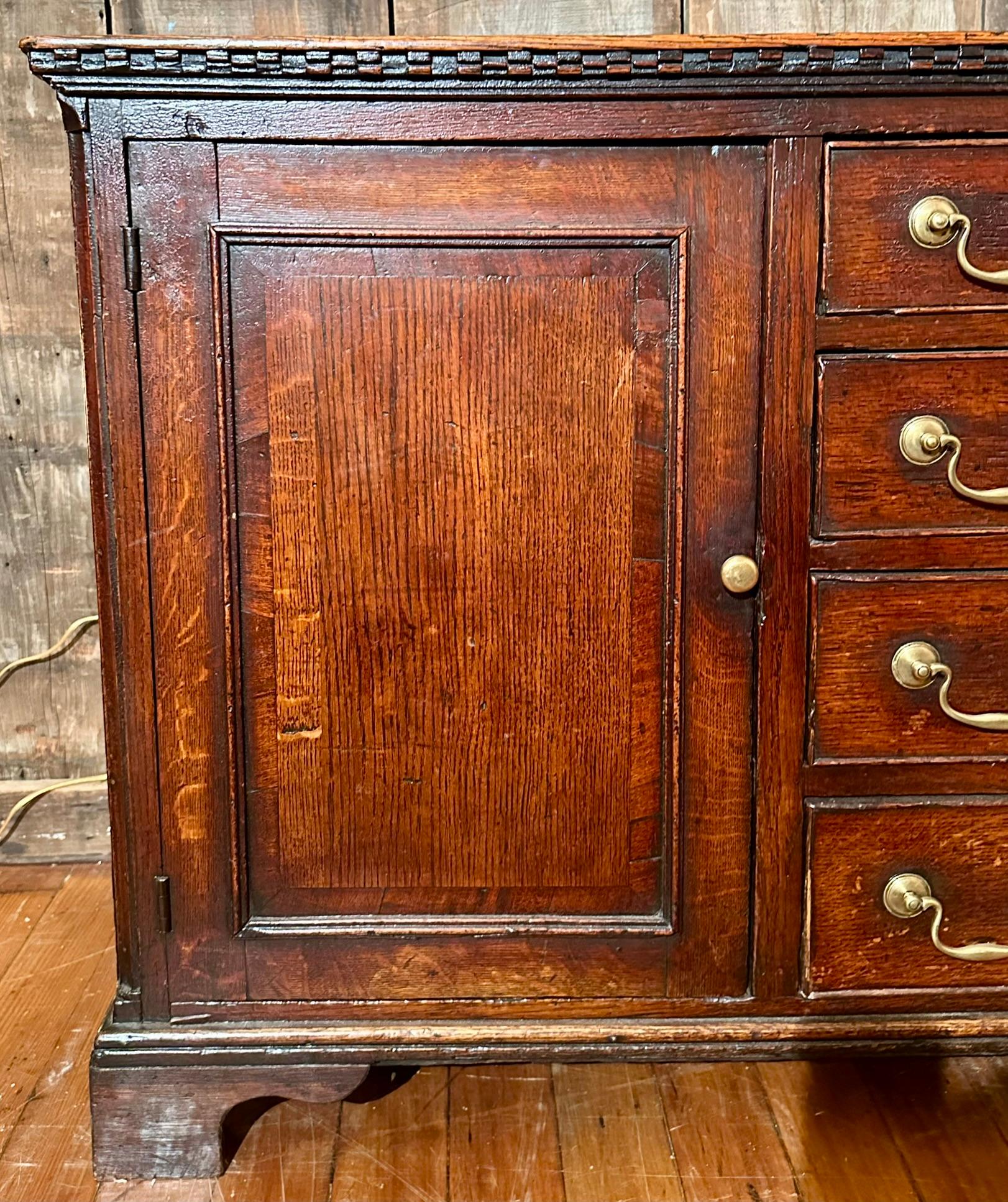 Antique English Oak Welsh Server, Circa 1860. 1