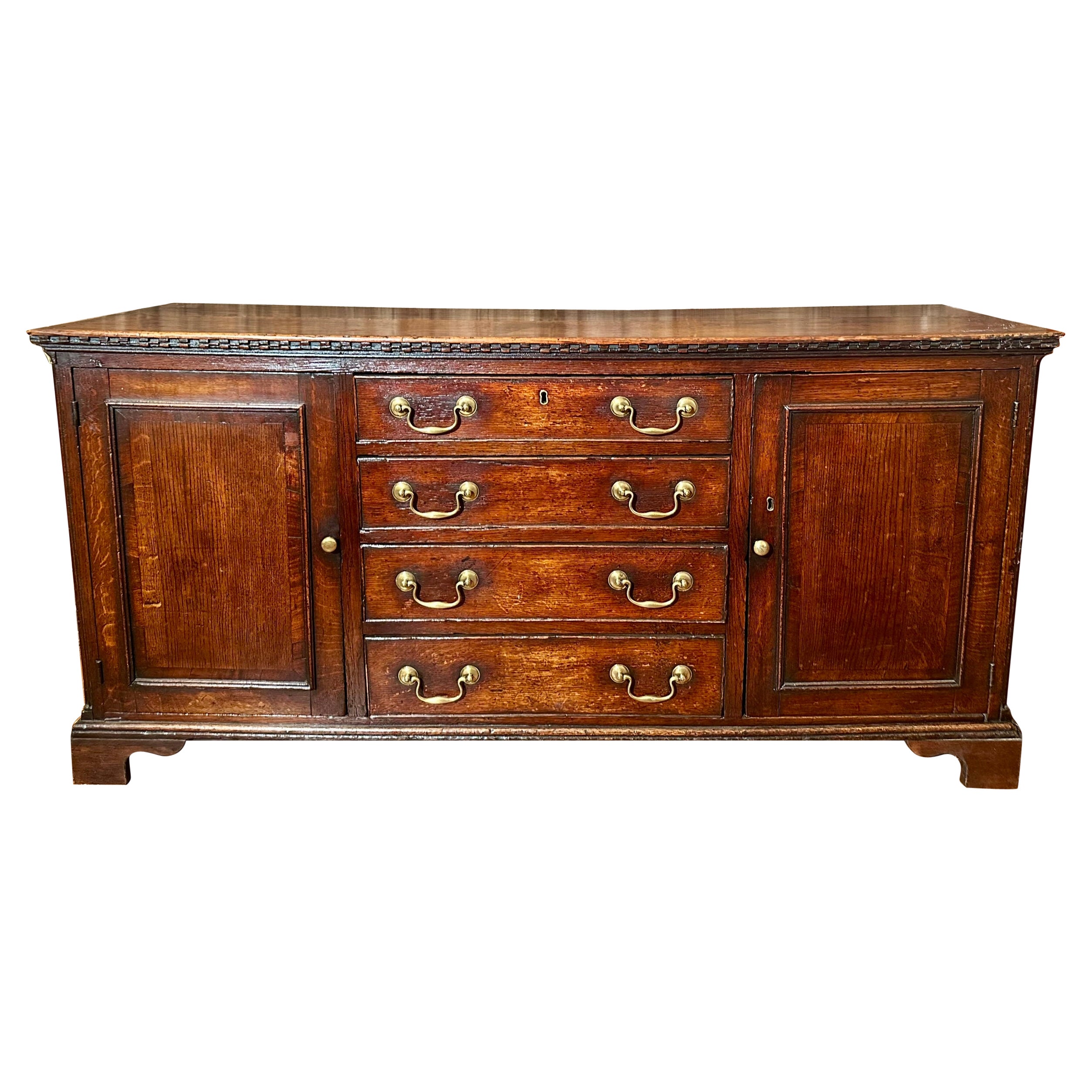 Antique English Oak Welsh Server, Circa 1860.