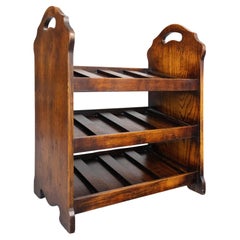 Antique English Oak Wine Rack Bottle Holder Stand