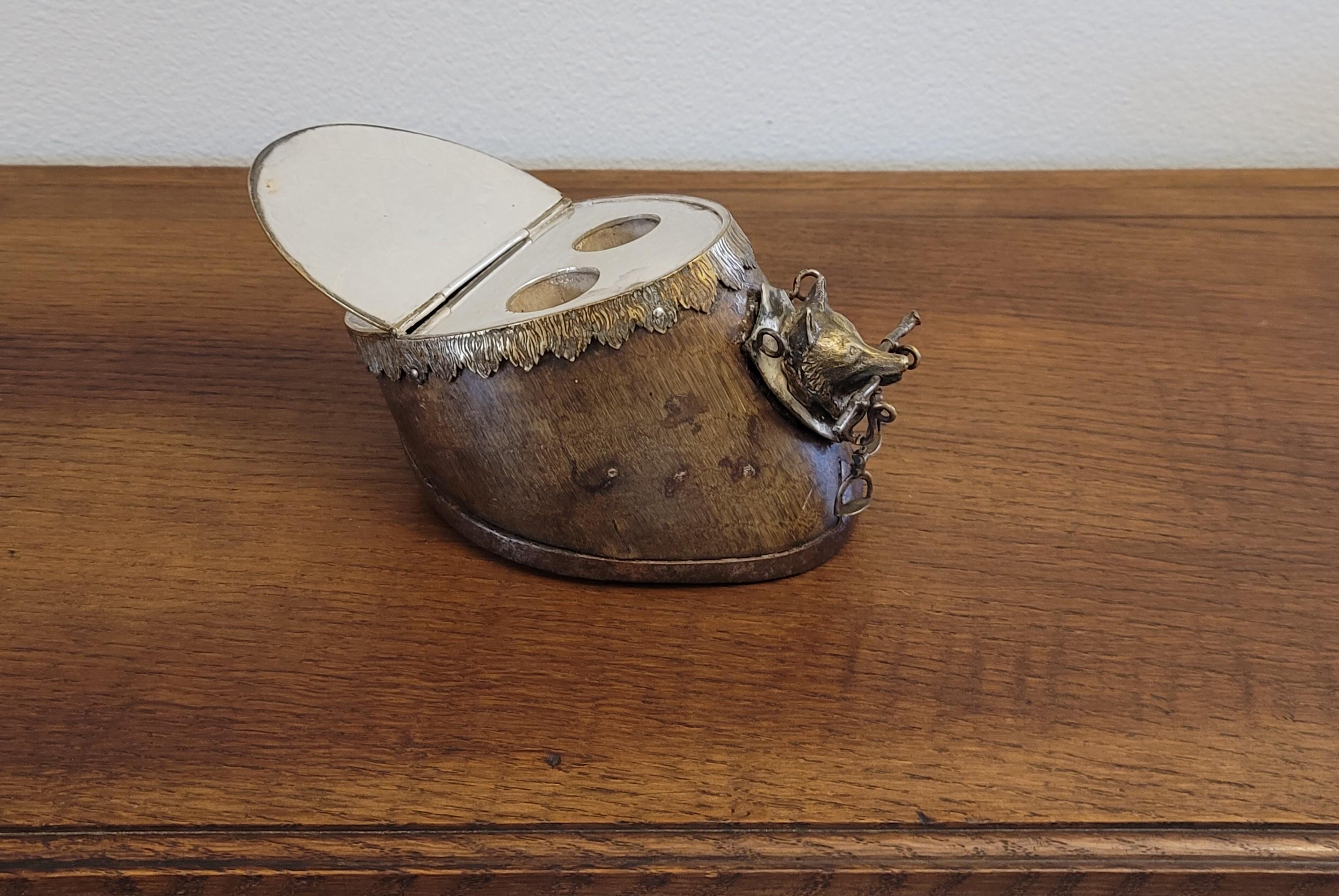 Antique English Officers Horse Hoof Inkstand For Sale 8