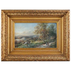 Antique English Oil on Board Landscape Painting, circa 1880