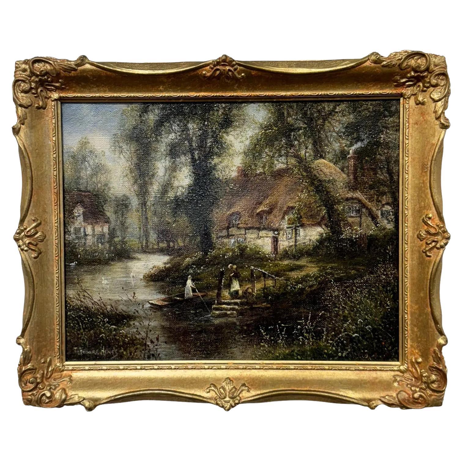 Antikes englisches Öl auf Leinwand