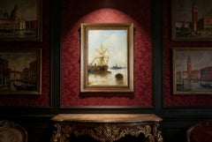 Antique English Oil on Canvas Painting by Edward Fletcher 19th Century