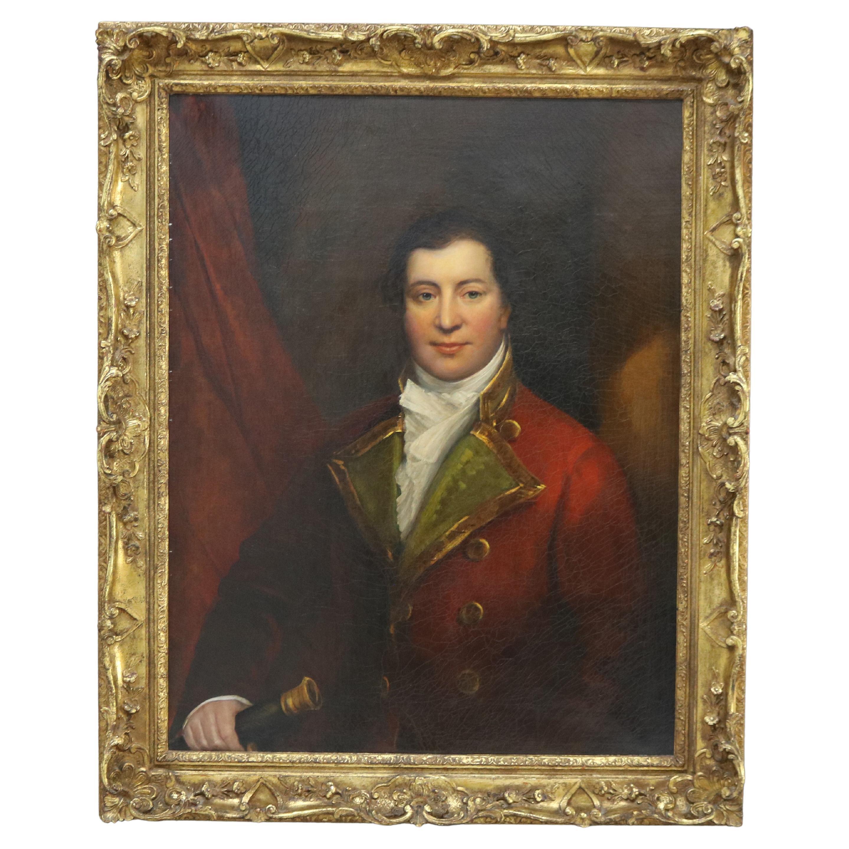 Antique English Oil On Canvas Portrait of a Man by Thomas Beach 18thC, Framed For Sale