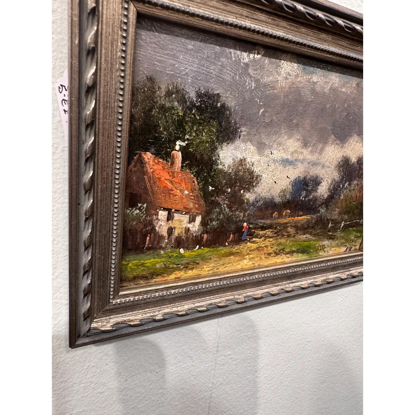 Antikes englisches Ölgemälde eines Hauses (Englisch) im Angebot