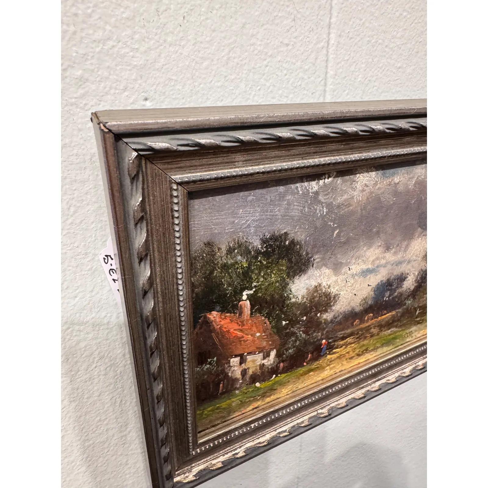 Antikes englisches Ölgemälde eines Hauses im Zustand „Gut“ im Angebot in Nashville, TN