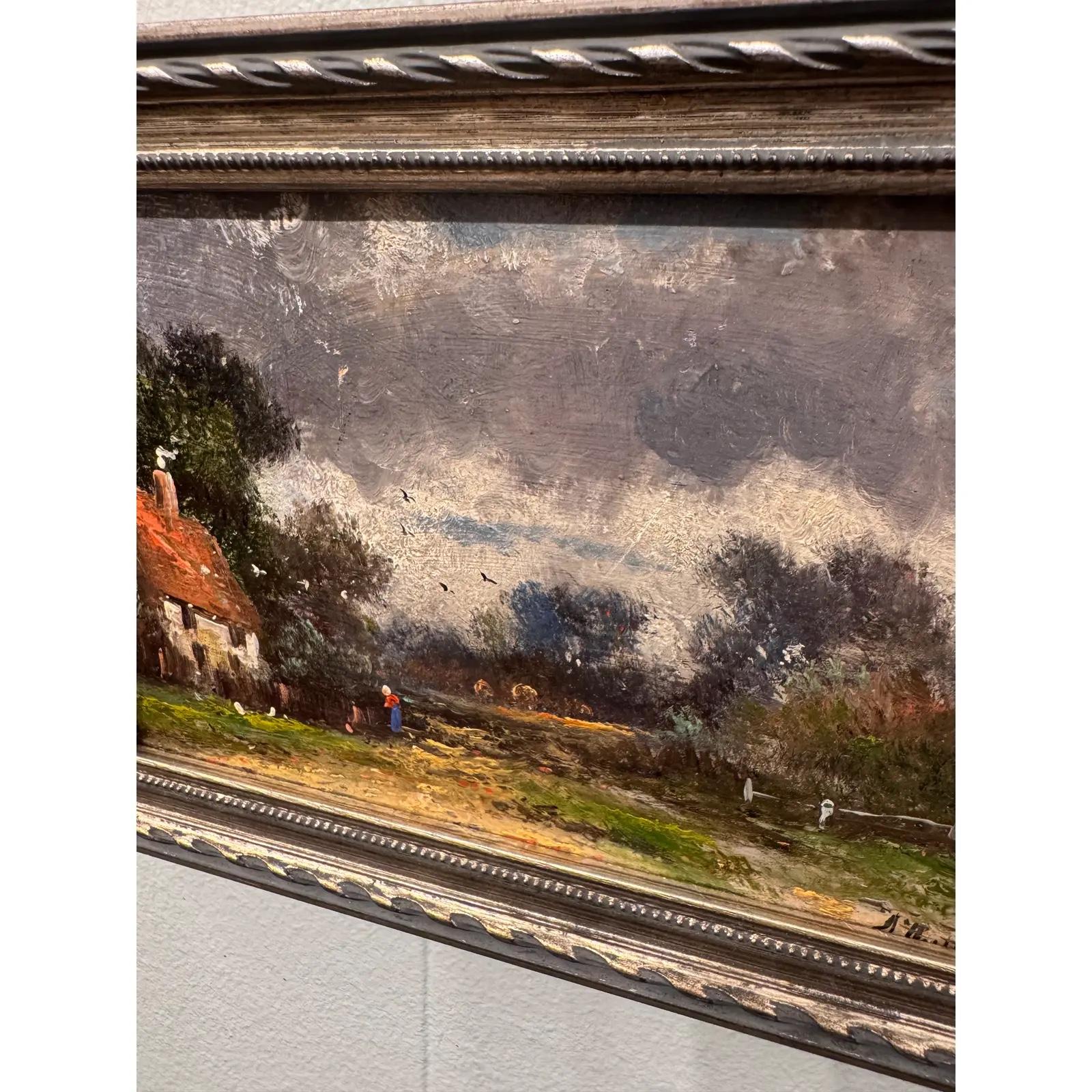 Antikes englisches Ölgemälde eines Hauses (19. Jahrhundert) im Angebot