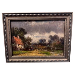 Antikes englisches Ölgemälde eines Hauses