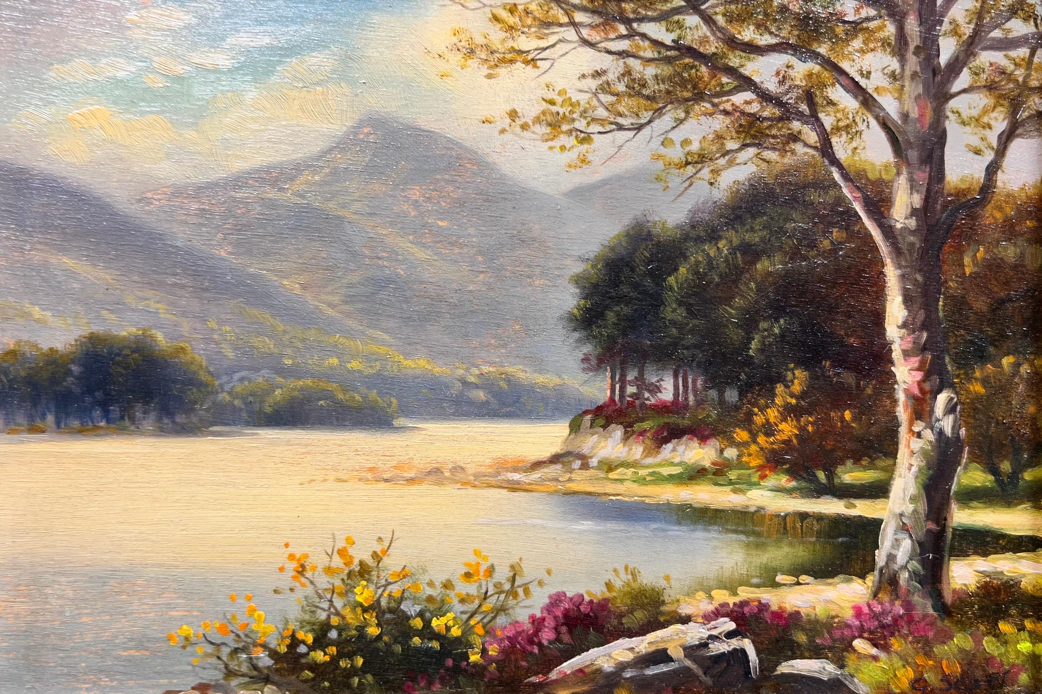 Antique English oil Derwent Water Lake District Antique English Oil