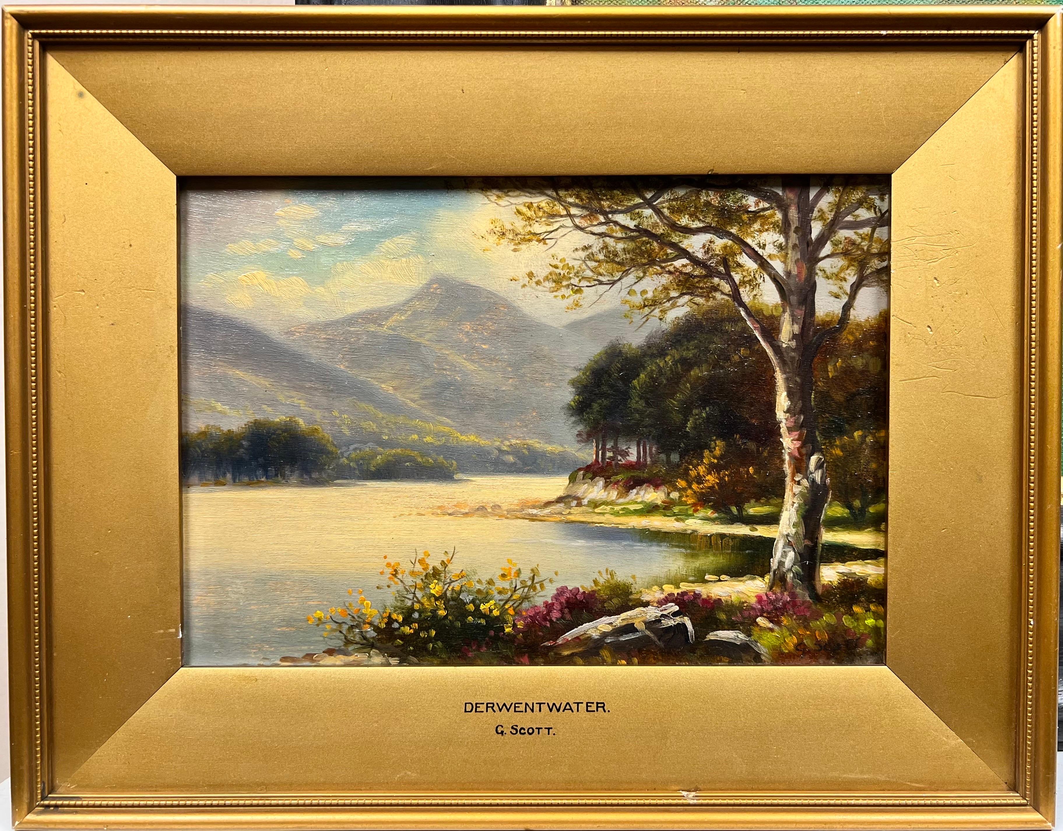 Antique English oil Derwent Water Lake District Antique English Oil
